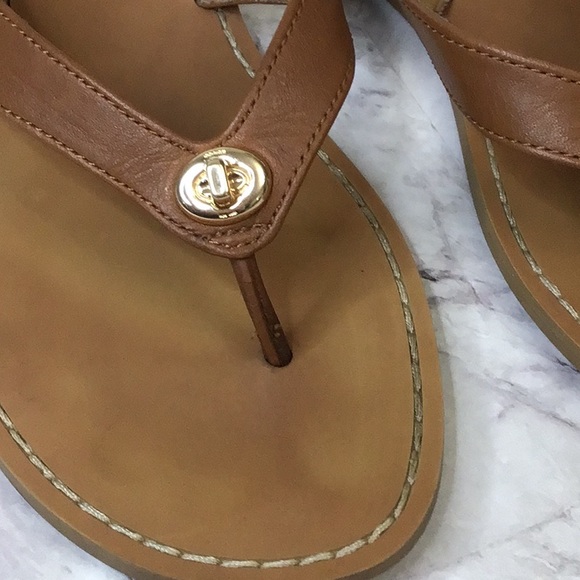 COACH Brown Leather slippers flip flops - Picture 7 of 9